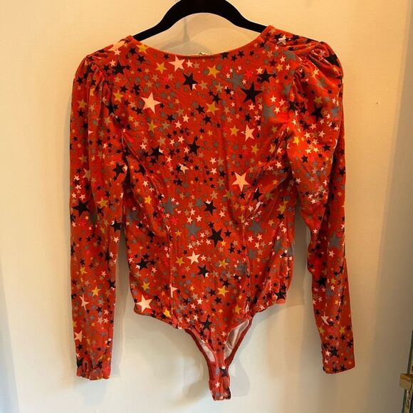 Free People Girls Like Us Star Cotton Bodysuit Rust Red - Picture 4 of 8